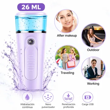 HUMIDIFICADOR SPRAY FACIAL REFRESCANTE RECARGABLE - imagen 1