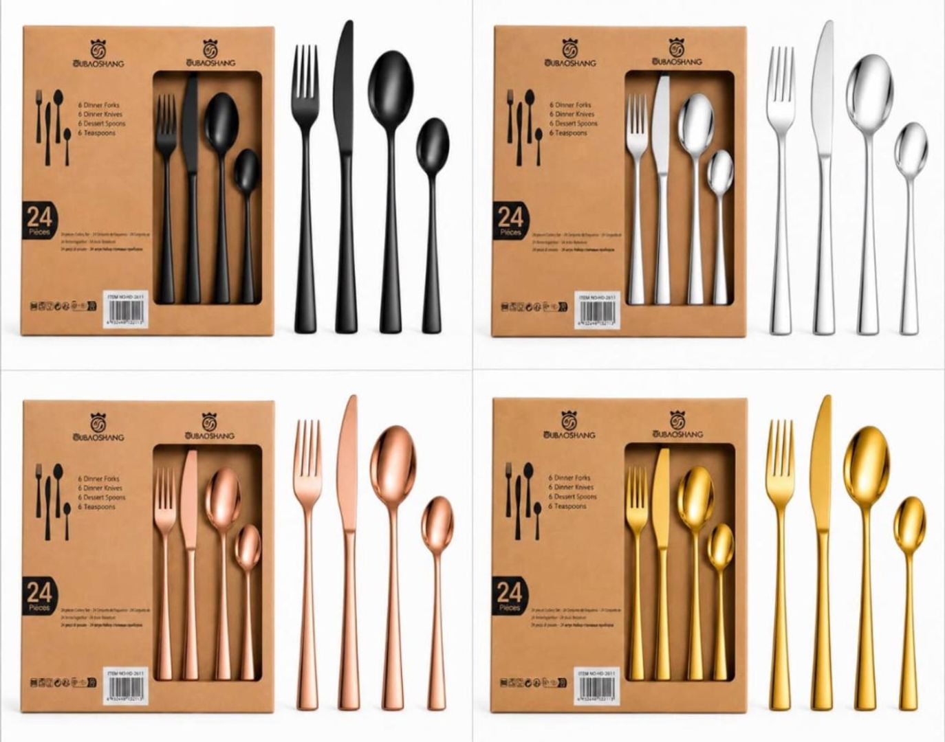 SET DE CUBIERTOS UBAOSHANG X24 PIEZAS ACERO INOXIDABLE