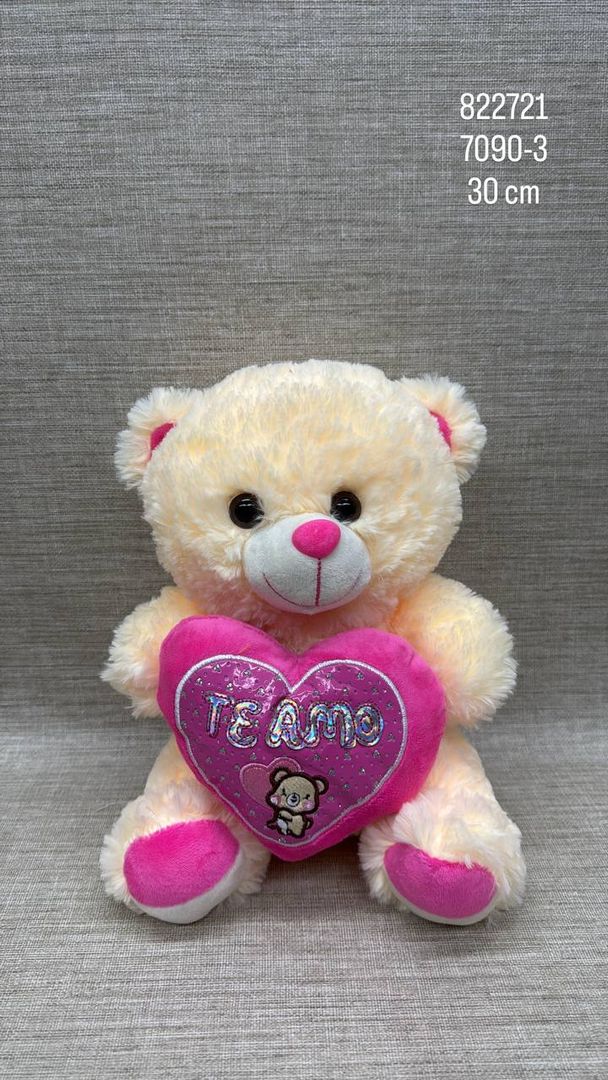 OSO CORAZÓN FUCSIA TE AMO 30 CM