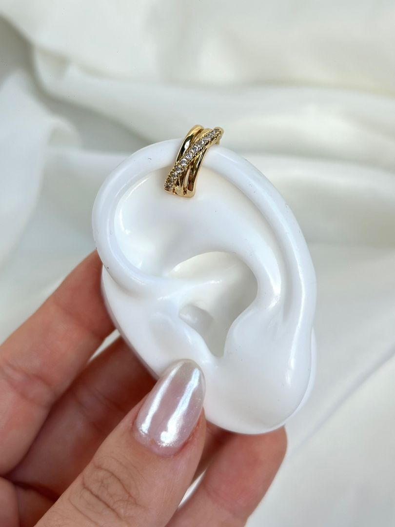 Earcuff circonias cruzado 