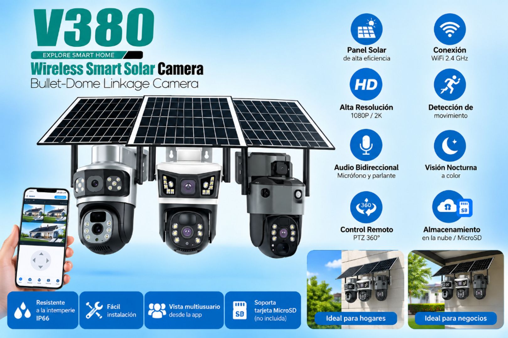 Cámara Solar WiFi V380