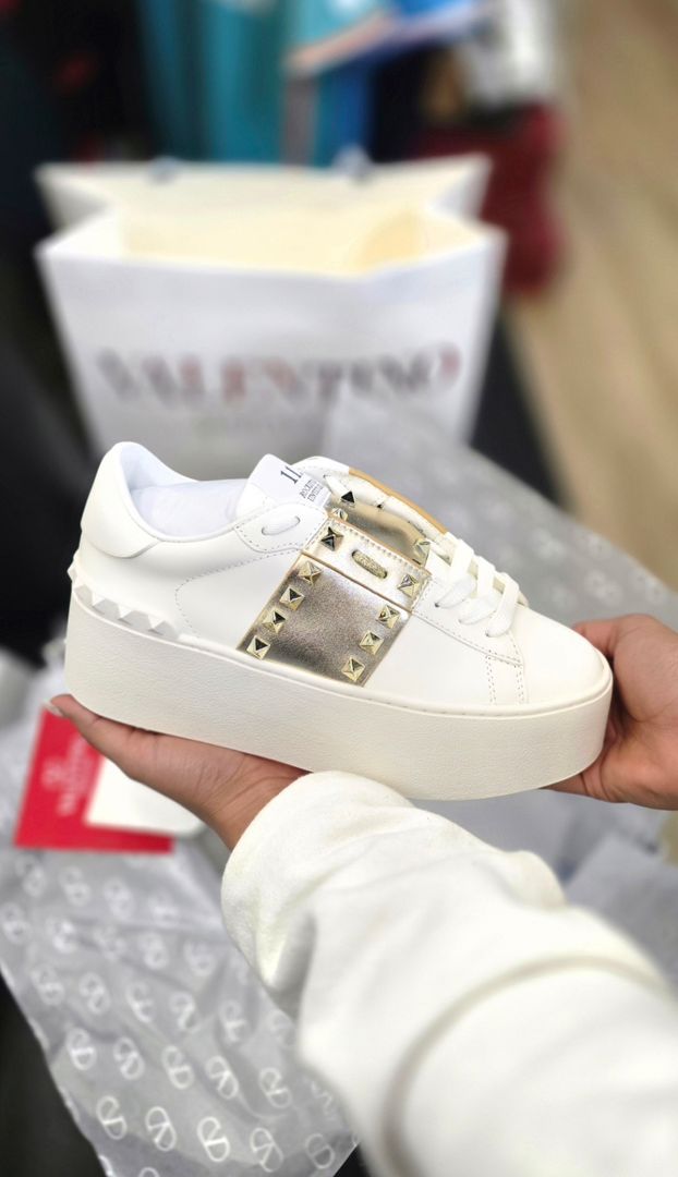 Valentino Garavani White & Gold Rockstud 