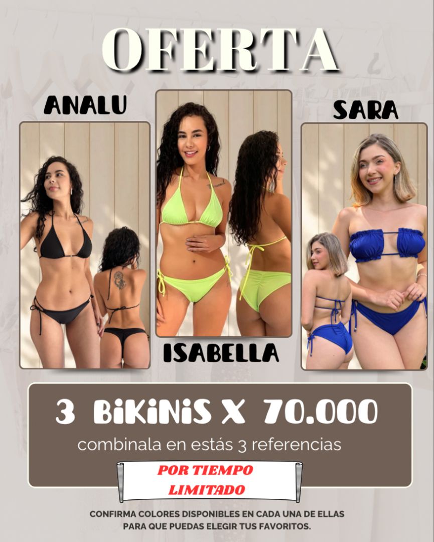 3 bikinis por 70.000