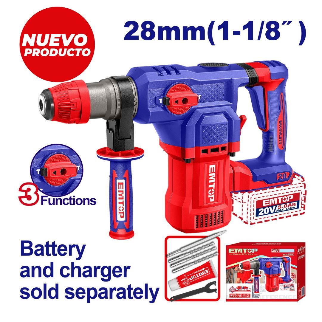 EMTOP ROTOMARTILLO 28 MM INALAMBRICO