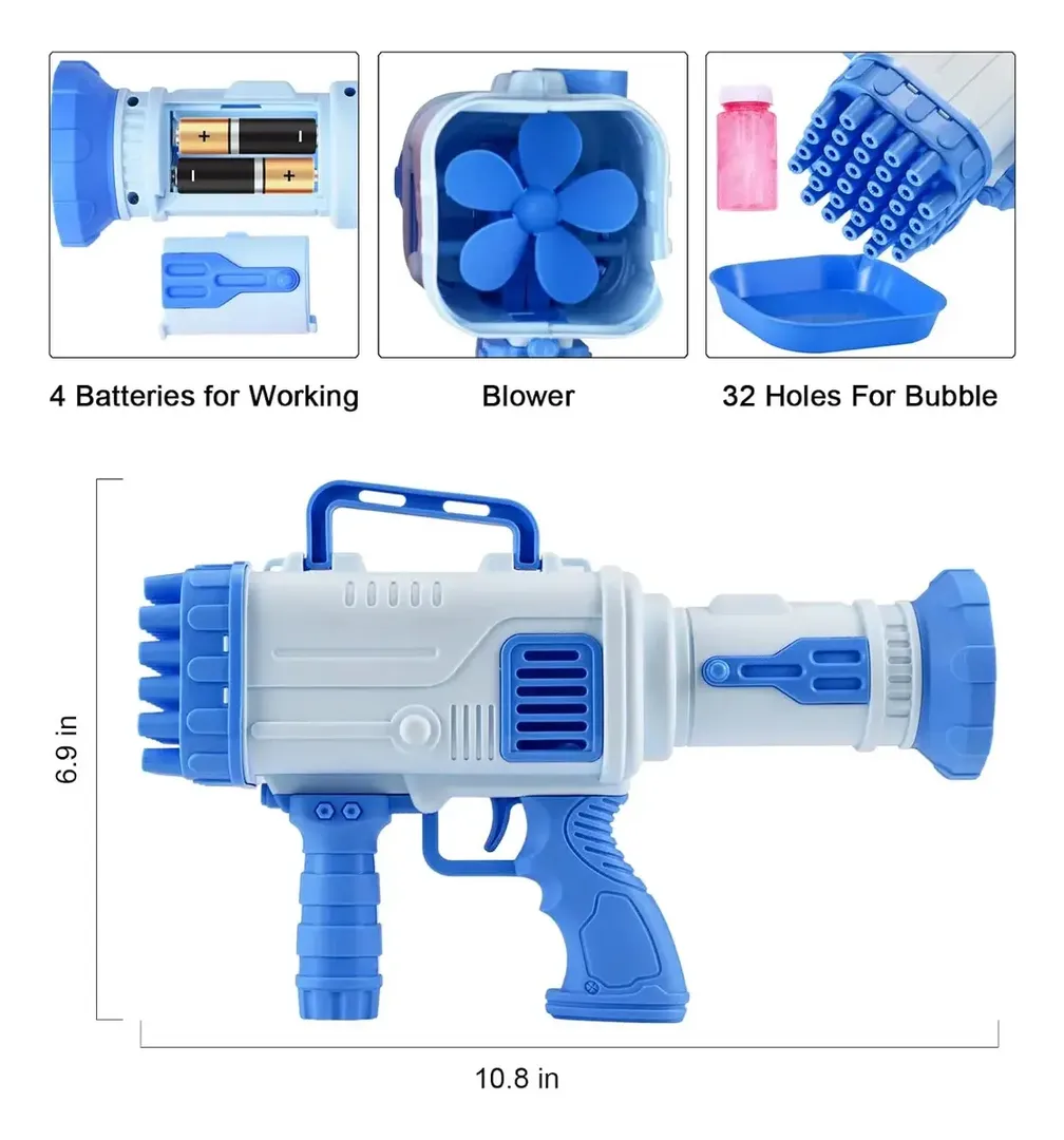 PISTOLA ELECTRICA DE BURBUJAS RECARGABLE