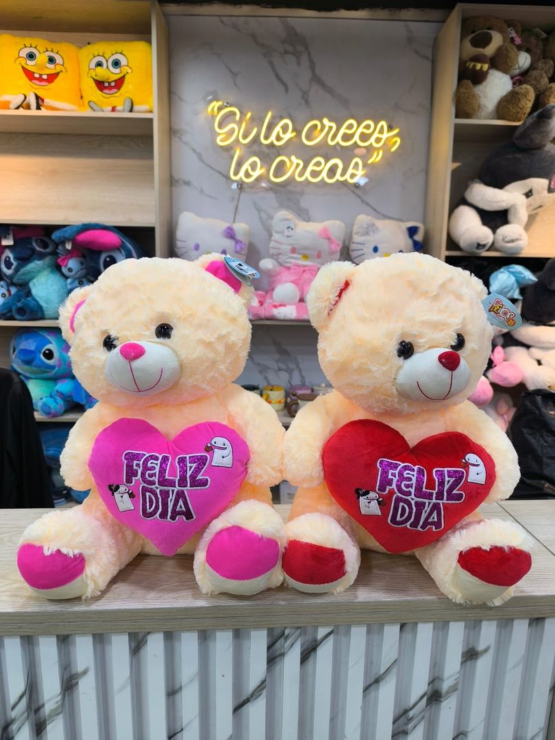 OSO  CORAZÓN   GRANDE FELIZ DÍA 40cm