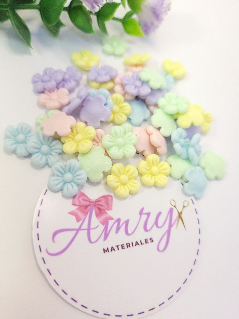 Kit 50 Flores 8mm Pasteles Surtidas 