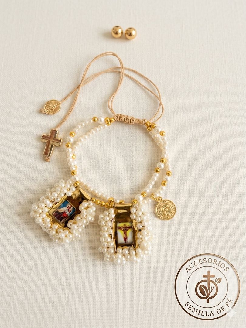 Pulsera doble con escapulario 