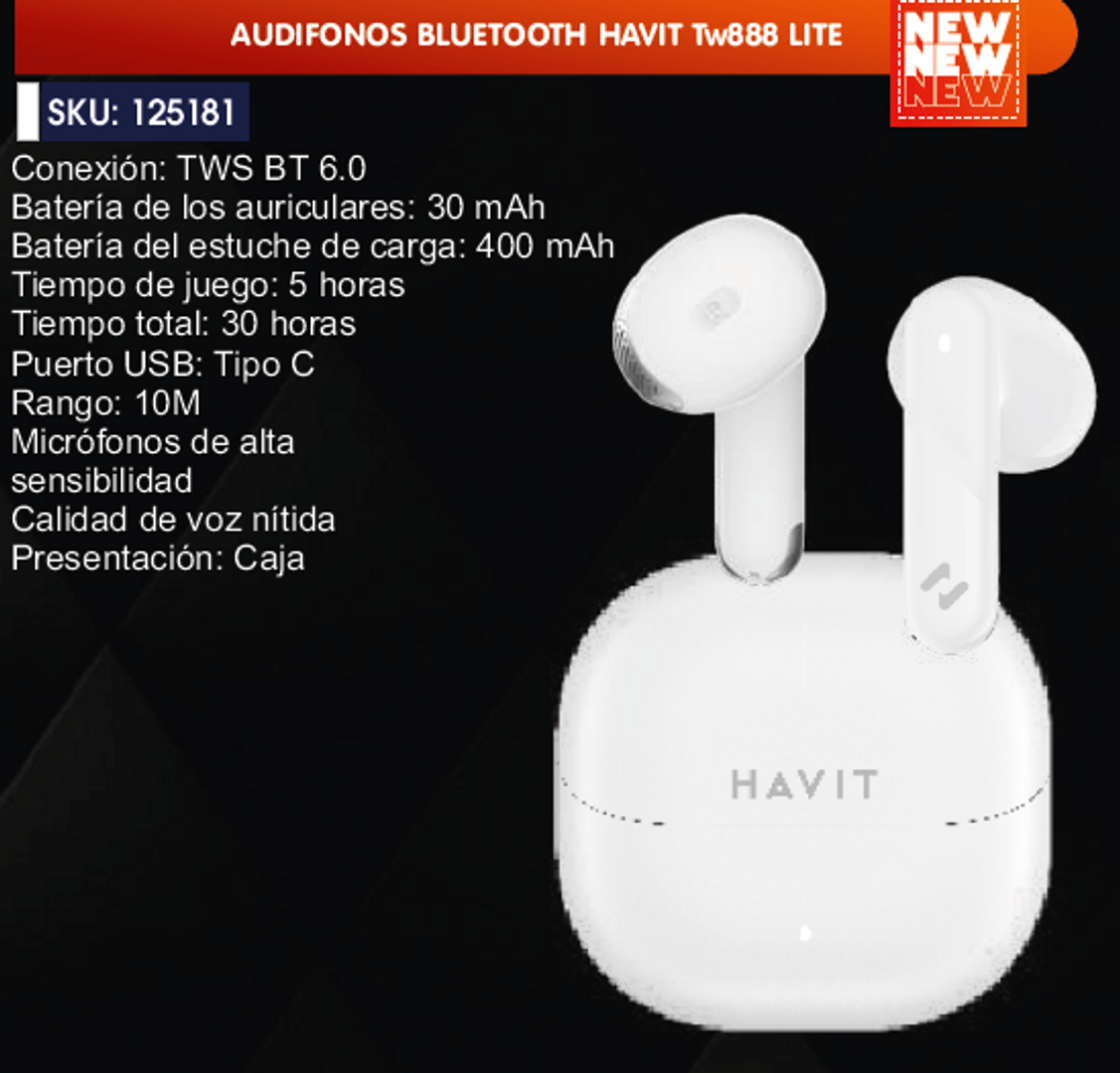 AUDIFONOS BLUETOOTH HAVIT Tw888 LITE