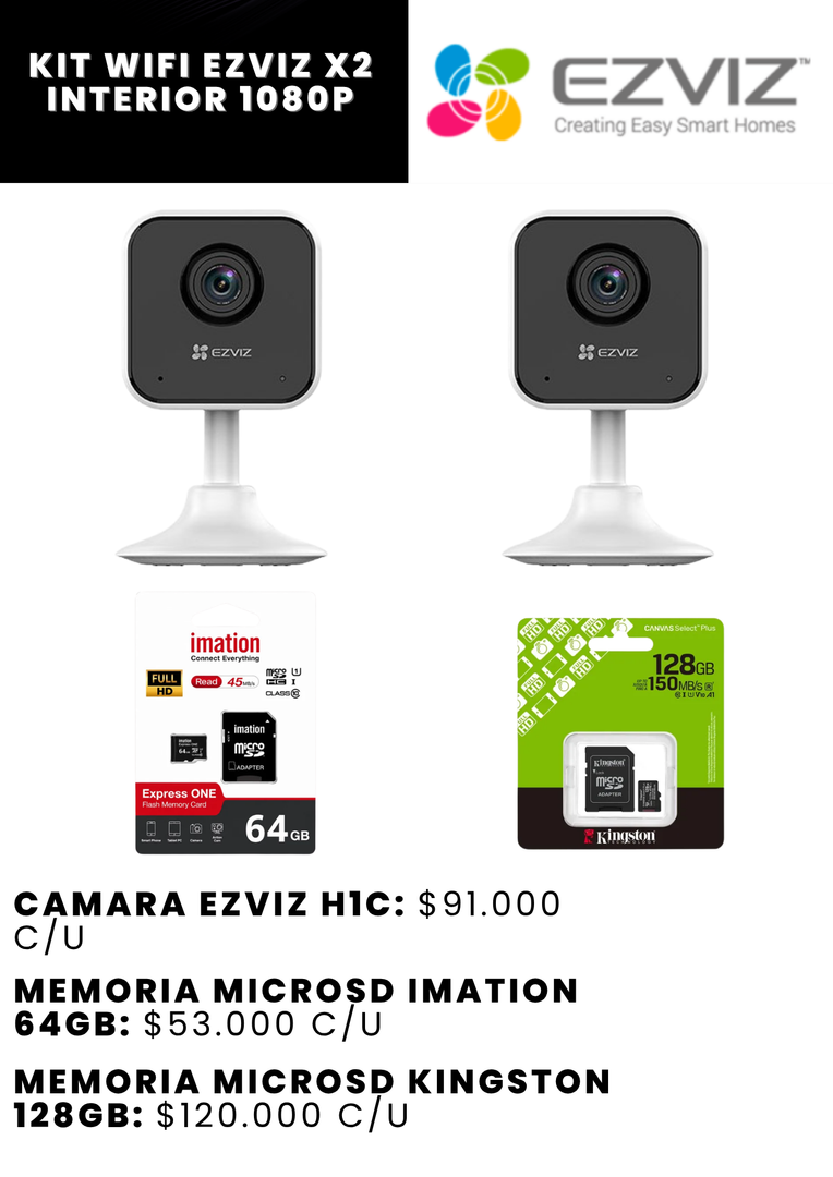 KIT WIFI EZVIZ X2 INTERIOR 1080P