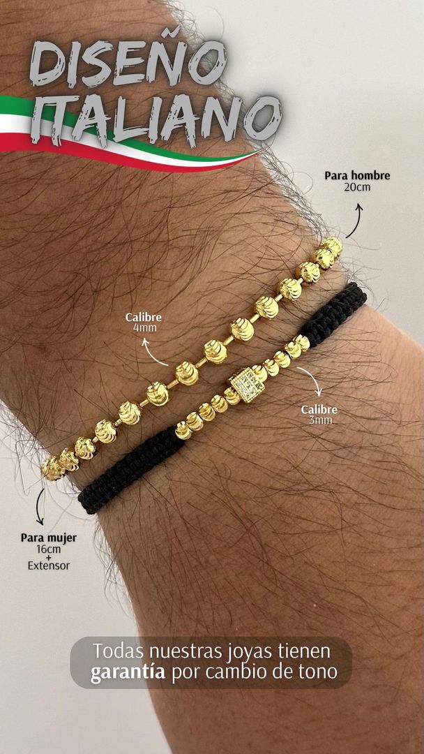 Pulsera militar diamantada 20cm o 16cm más extensor