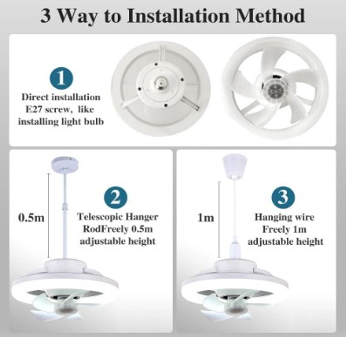  lámpara de iluminación, ventiladores silenciosos para el hogar 48 W E27