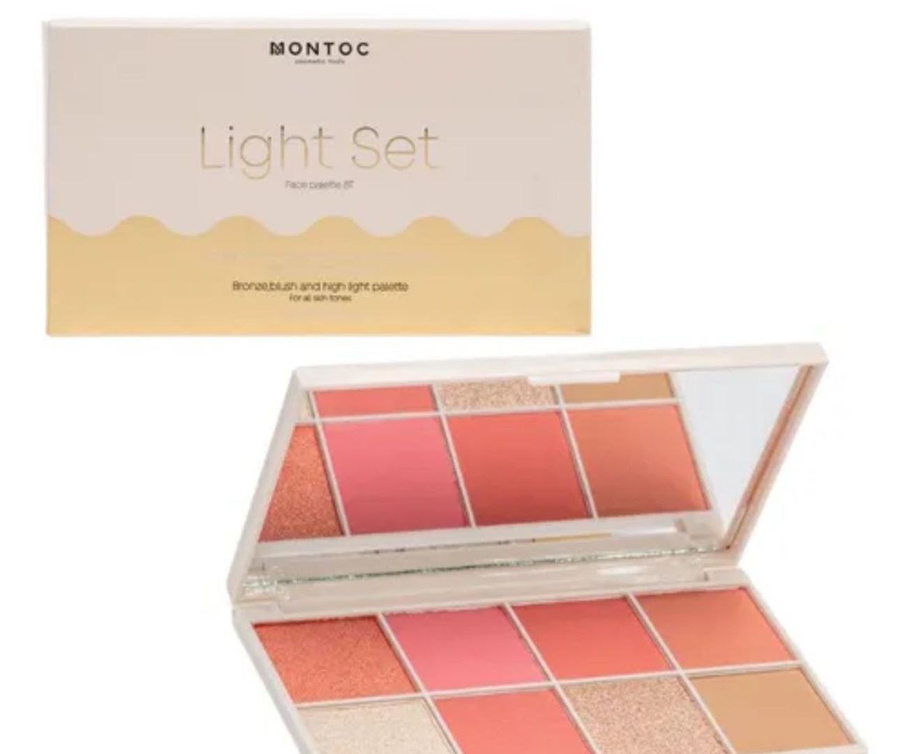 PALETA LIGHT SET RUBOR, ILUMINADOR Y CONTORNO MONTOC