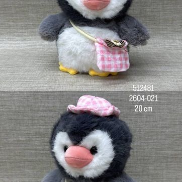 Imagen del producto PINGUINO CON SOMBRERO Y BOLSO ROSA DE  20 CM 