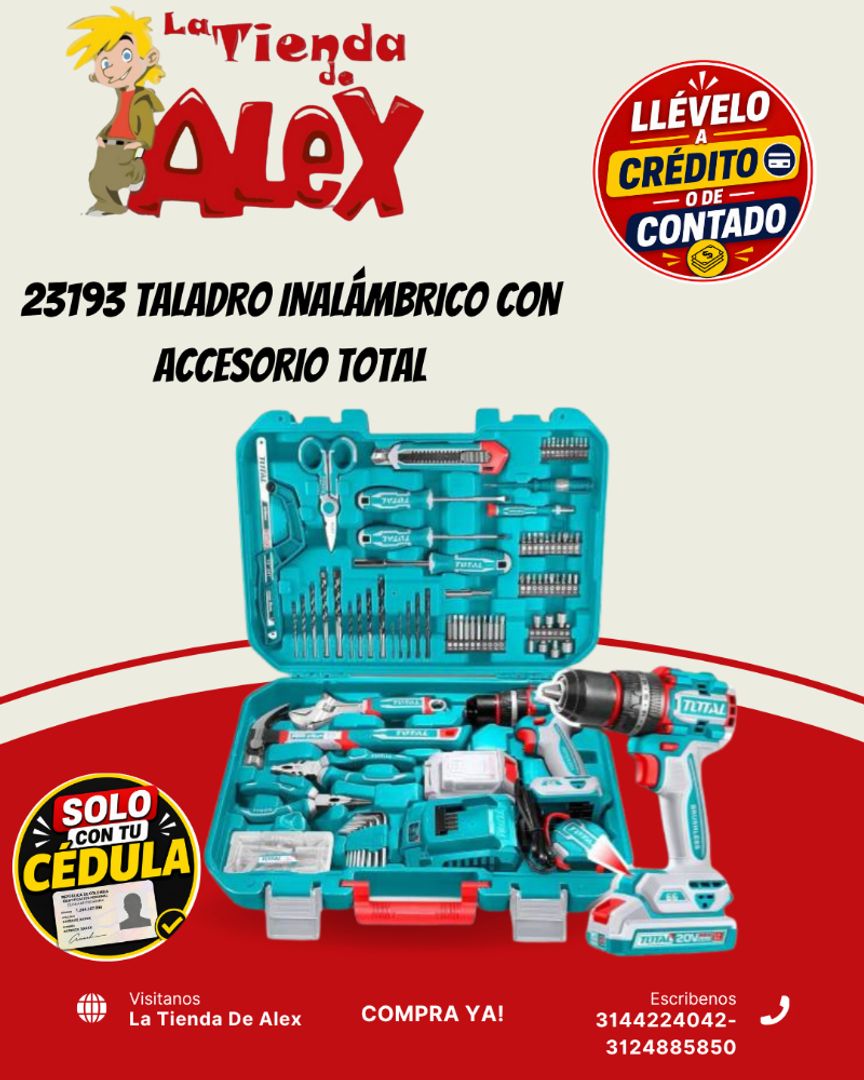 23193 TALADRO INALÁMBRICO CON ACCESORIO TOTAL