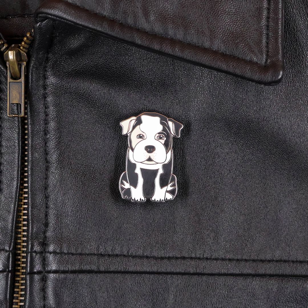 PIN BULLDOG INGLES BLANCO NEGRO