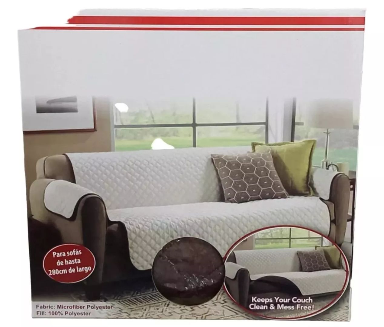 Protector De Sofa 3 Puestos Doble Faz Caramel-blanco