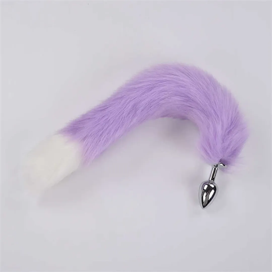 Plug anal  cola de zorro lila x blanco.