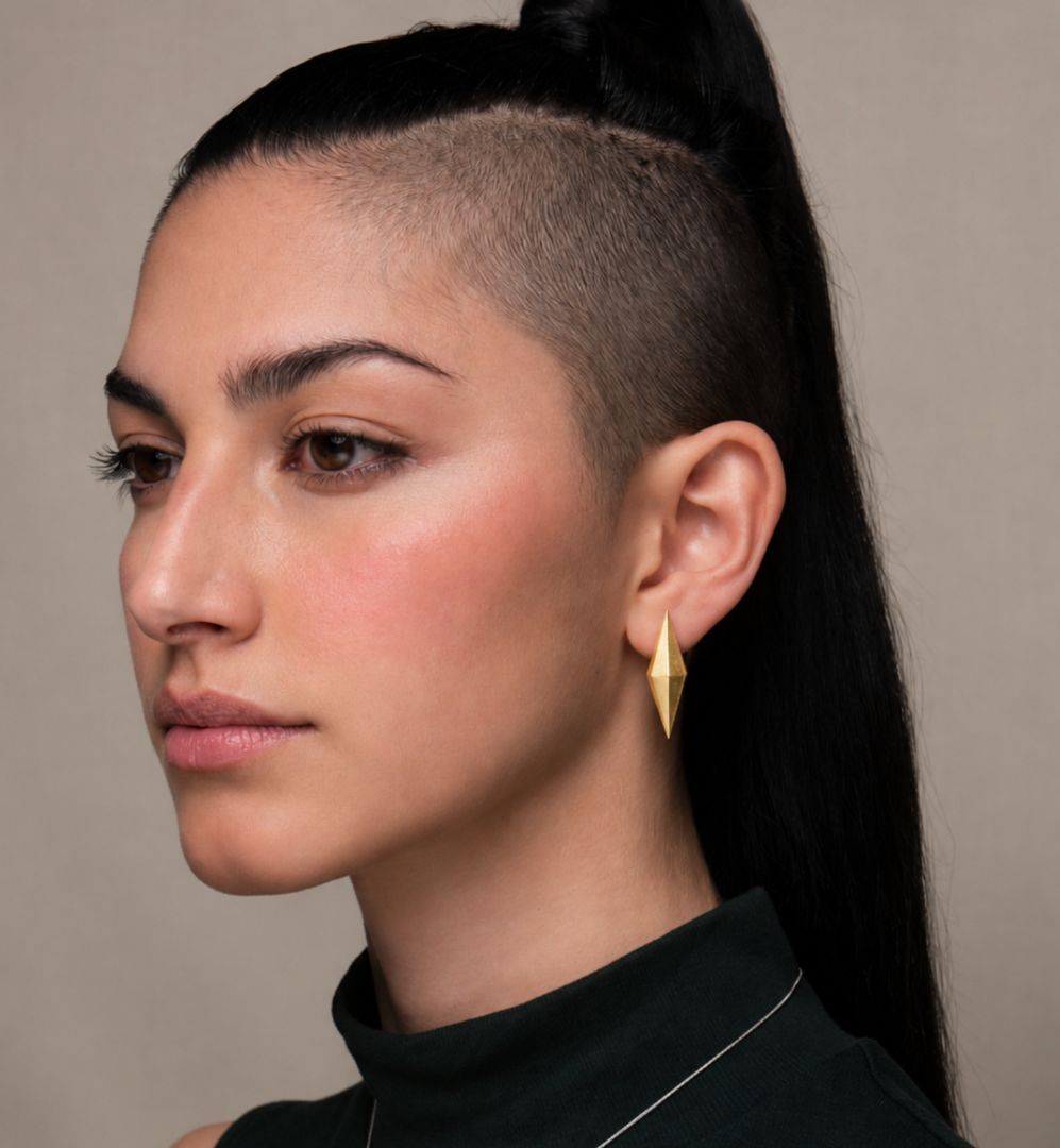 GOLD DOUBLE CONE EARRINGS