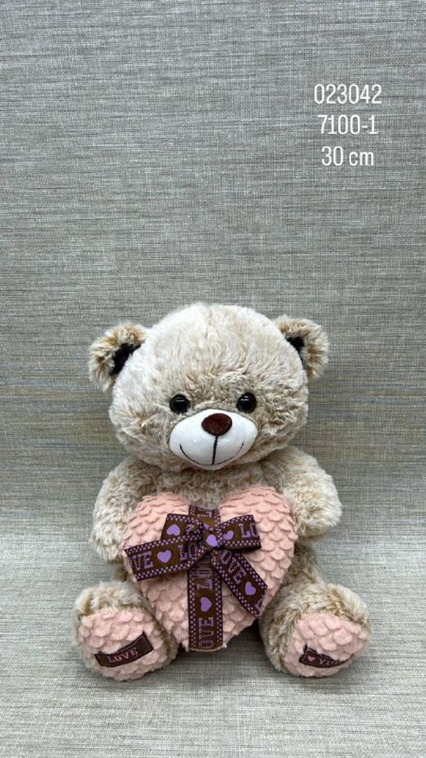 OSO MARMOLEADO CON CORAZÓN 30 CM