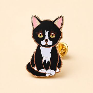 PIN GATO BLANCO CON NEGRO - imagen 1