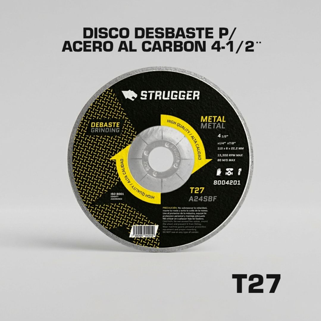DISCO DE DESBASTE PARA ACERO AL CARBON 4 1/2"