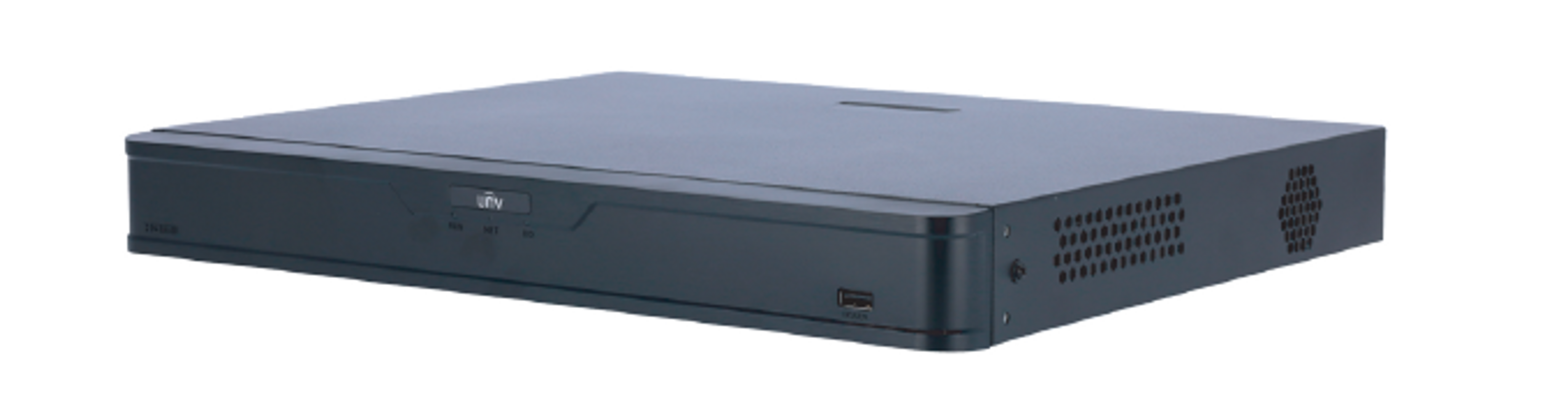 Grabador con soporte para hasta 32 cámaras IP, resolución de grabación de hasta 12 Mpx y compresión Ultra265.