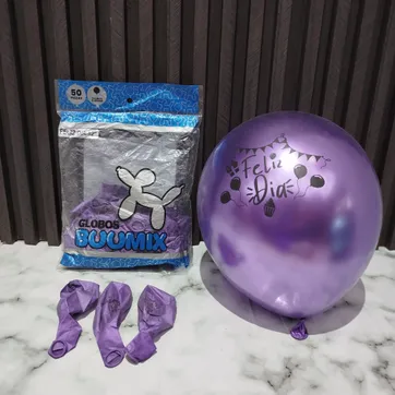 Imagen del producto GLOBO UNIDADES CROMADO FELIZ DÍA MORADO