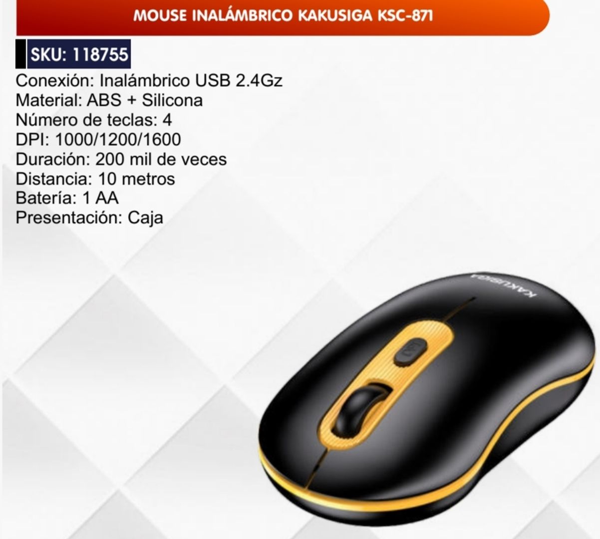 MOUSE INALÁMBRICO KAKUSIGA