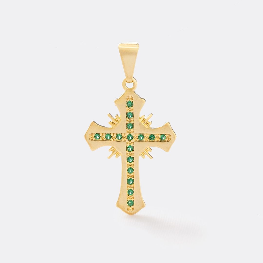 D cruz sagrada verde