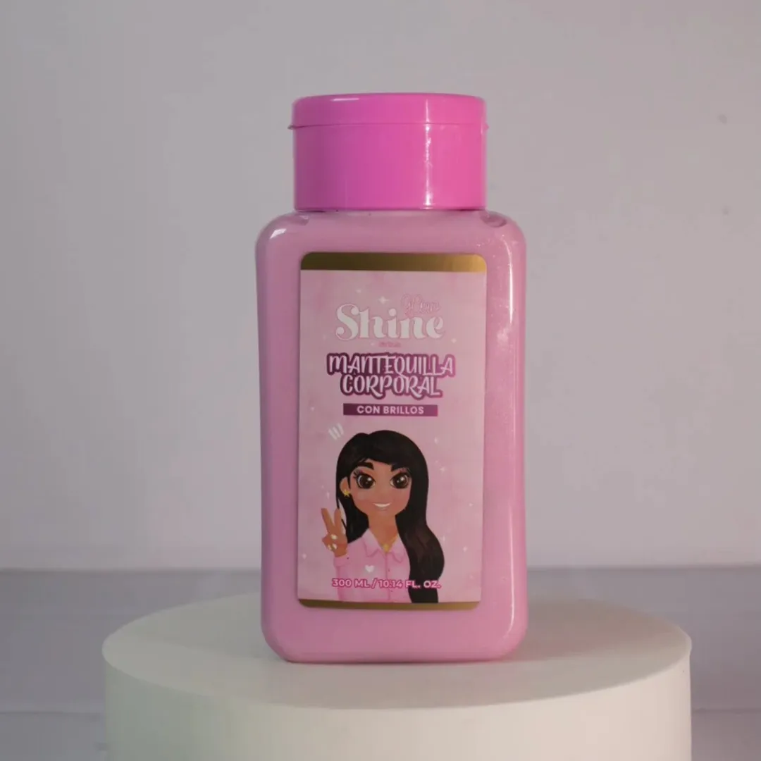 MANTEQUILLA CORPORAL ROSADA CON BRILLO GLOW SHINE 300ML