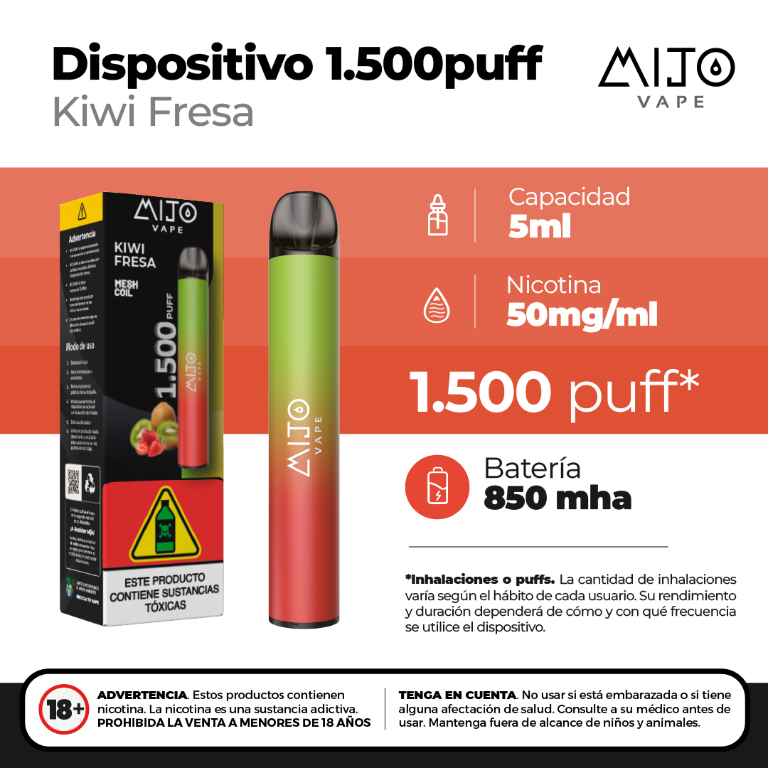Mijo Kiwi Fresa 1500 Puffs