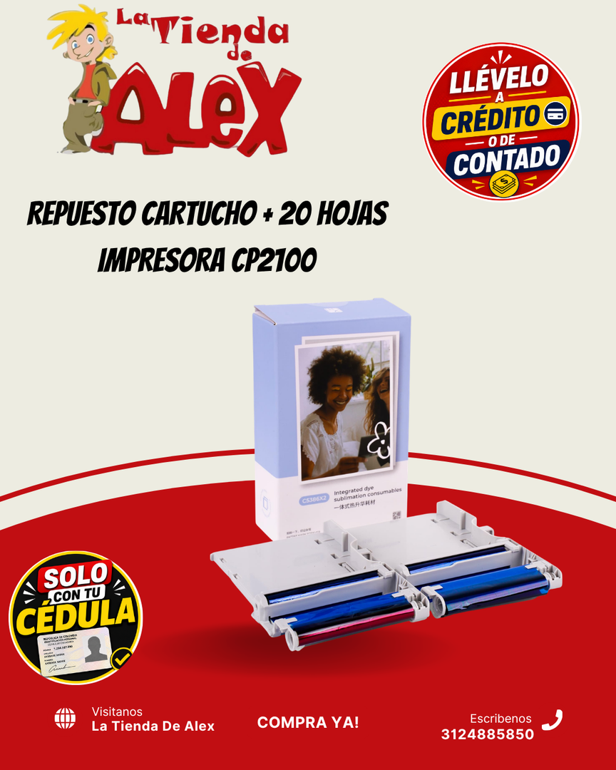 REPUESTO CARTUCHO + 20 HOJAS IMPRESORA CP2100