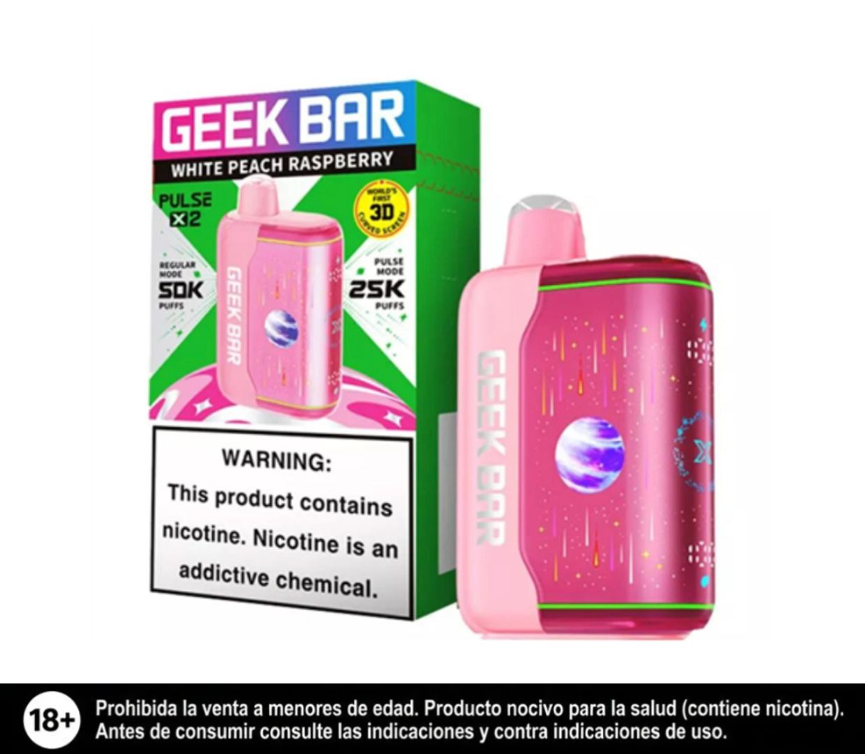 Geek Bar Pulse X2 White Peach Raspberry 50.000 Puffs