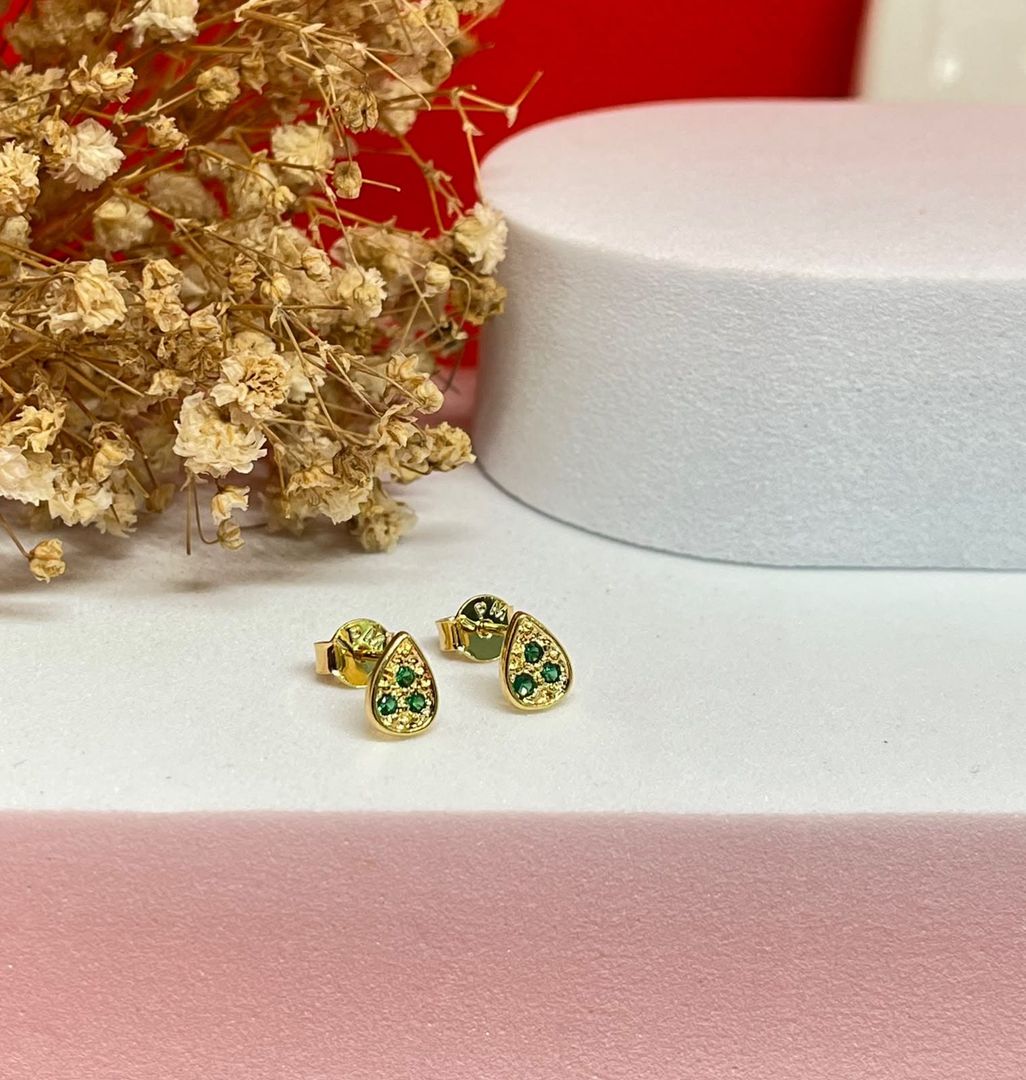 Topos gota diamantada circonias verde