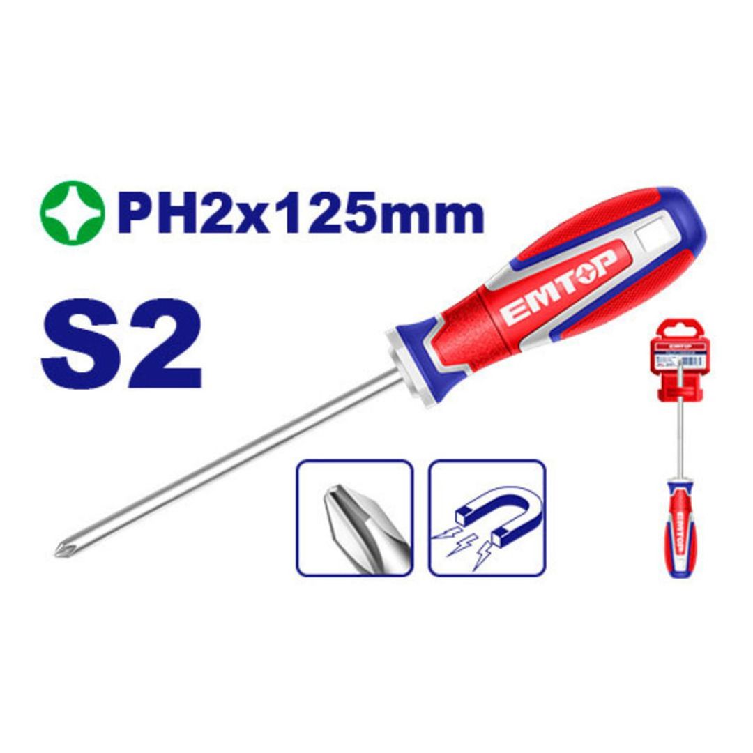 EMTOP DESTORNILLADOR 1/4x5" ESTRIA (PH2x125MM) SUPER EMTOP