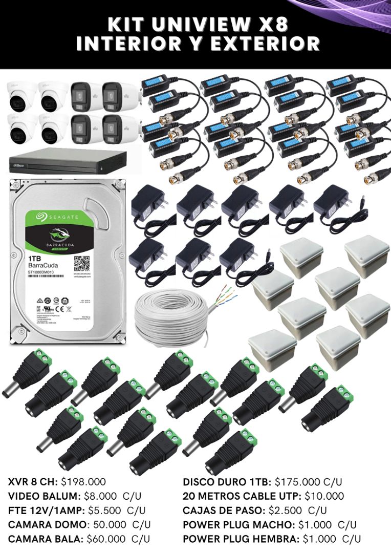 KIT UNIVIEW X8 INTERIOR Y EXTERIOR