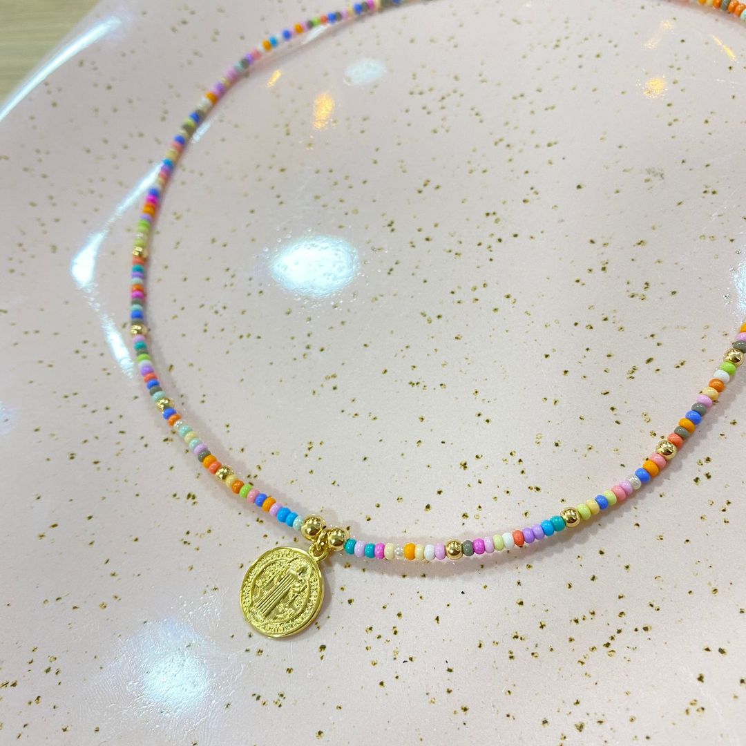 Choker San benito balín 3-4mm con mostacilla tutti