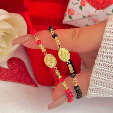 Imagen del producto Par pulseras virgen del carmen balin italiano 3mm y murano 4mm
