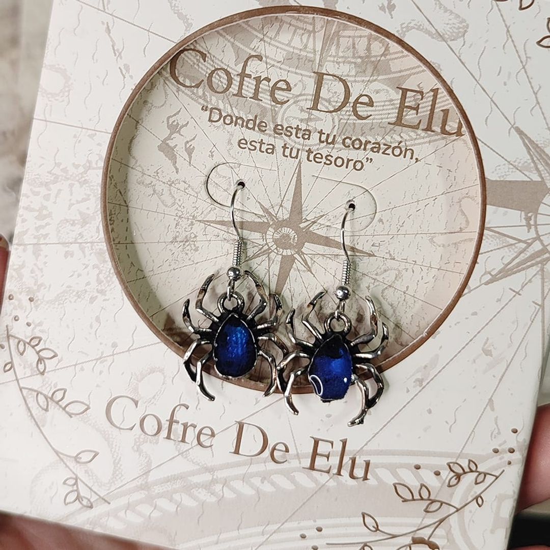 ARETES MINI ARAÑA AZUL