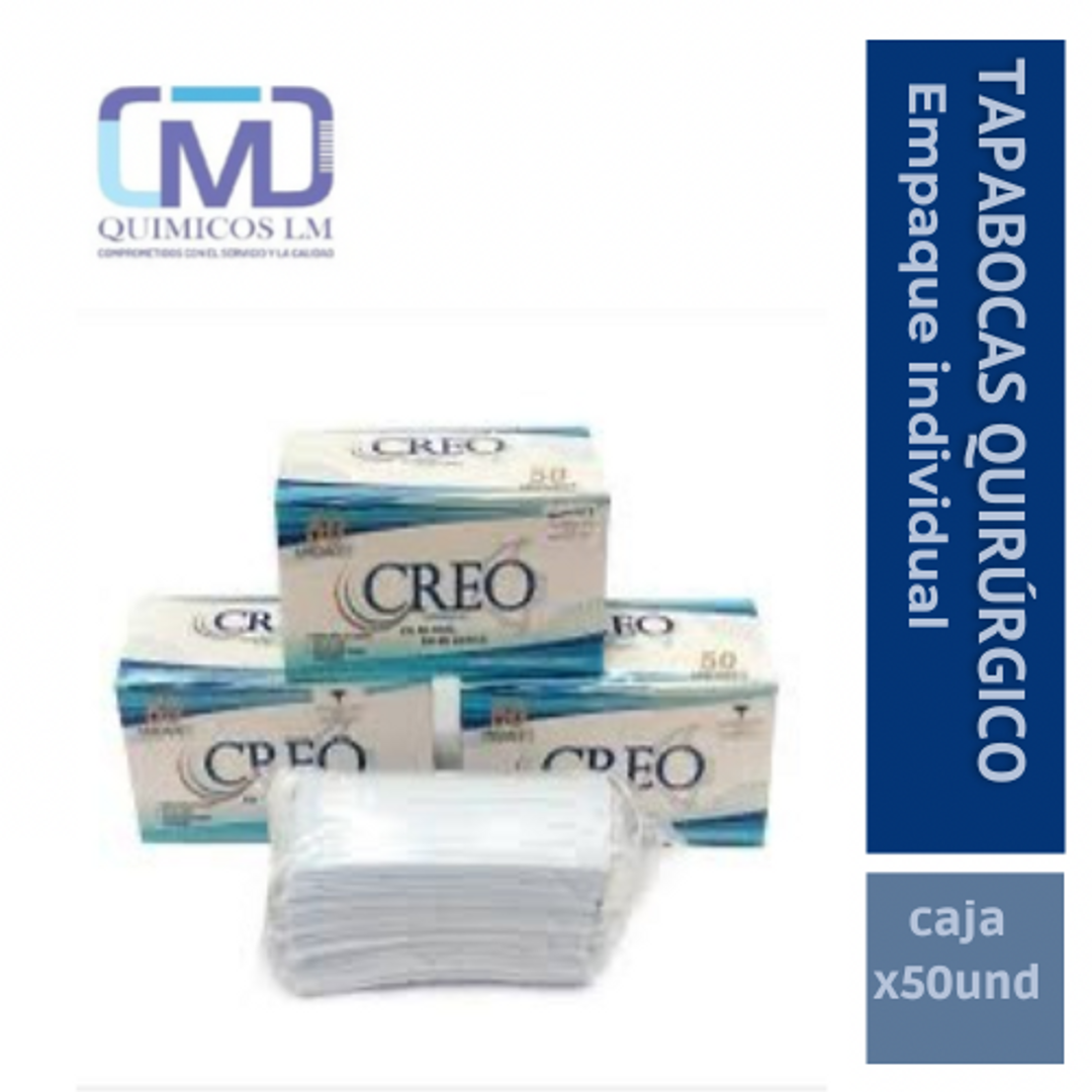 TAPABOCAS QUIRUGICO X50und (empaque individual) 