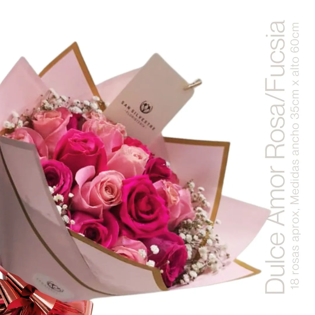 DULCE AMOR ROSADO/FUCSIA 18 ROSAS