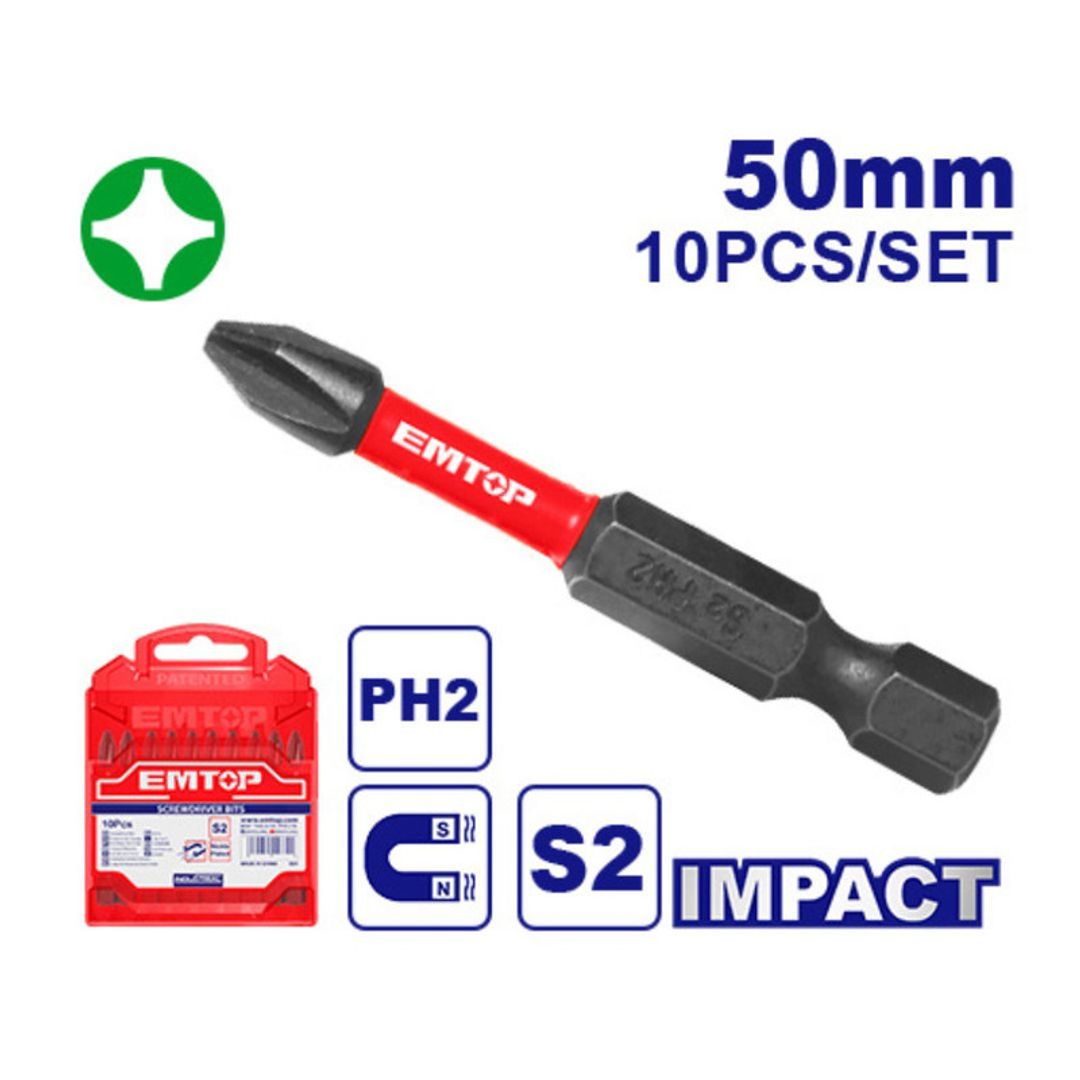 EMTOP PUNTA ESTRIA PH2 IMPACTO 50MM x 10PCS SUPER EMTOP
