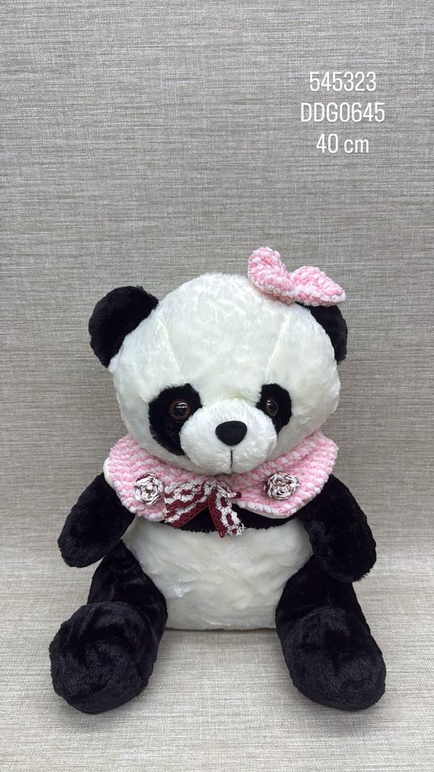 PANDA CON MINI CHAL TEJIDO 40 CM