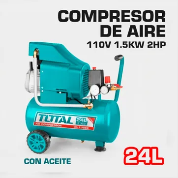 Imagen del producto COMPRESOR DE AIRE 24 LITROS 110V 1.5KW 2HP TOTAL CON ACEITE