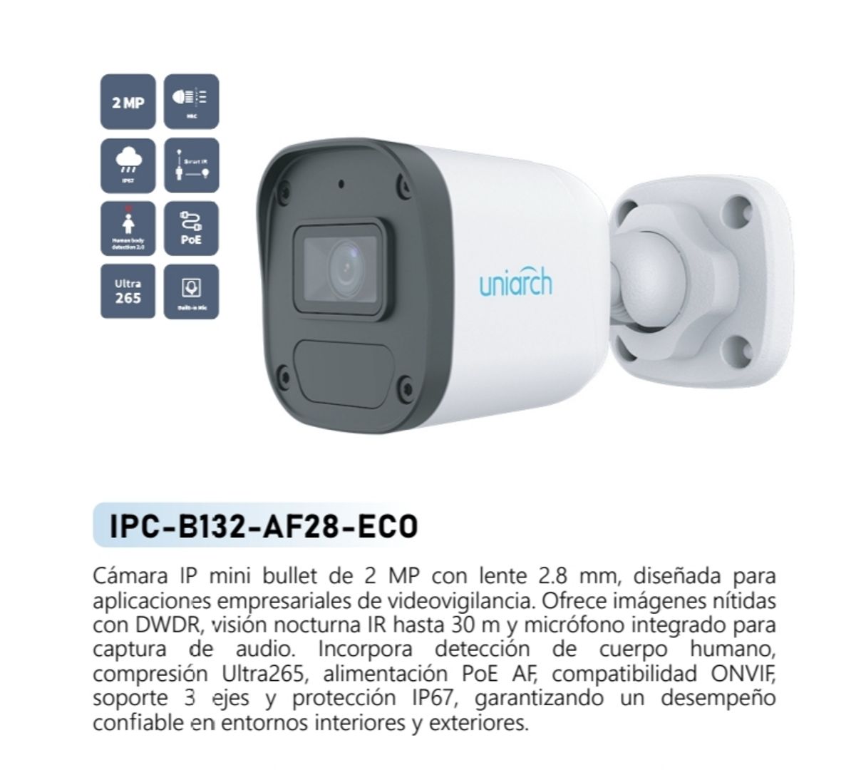 CAMARA IP MINI BALA 2MP UNIVIEW 