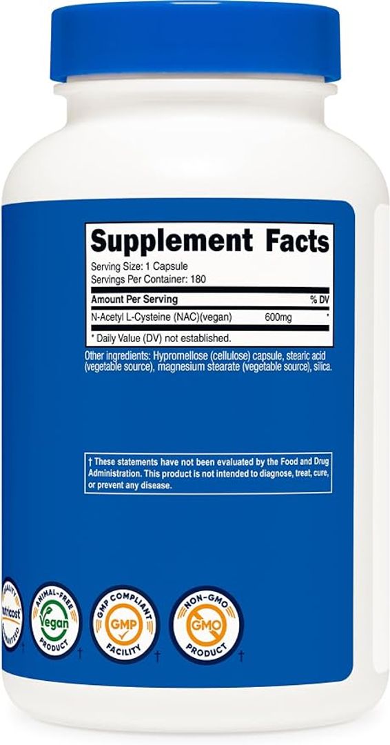 NAC N-acetil l-císteina NAC 0,02 oz; 180 Cap Nutricost