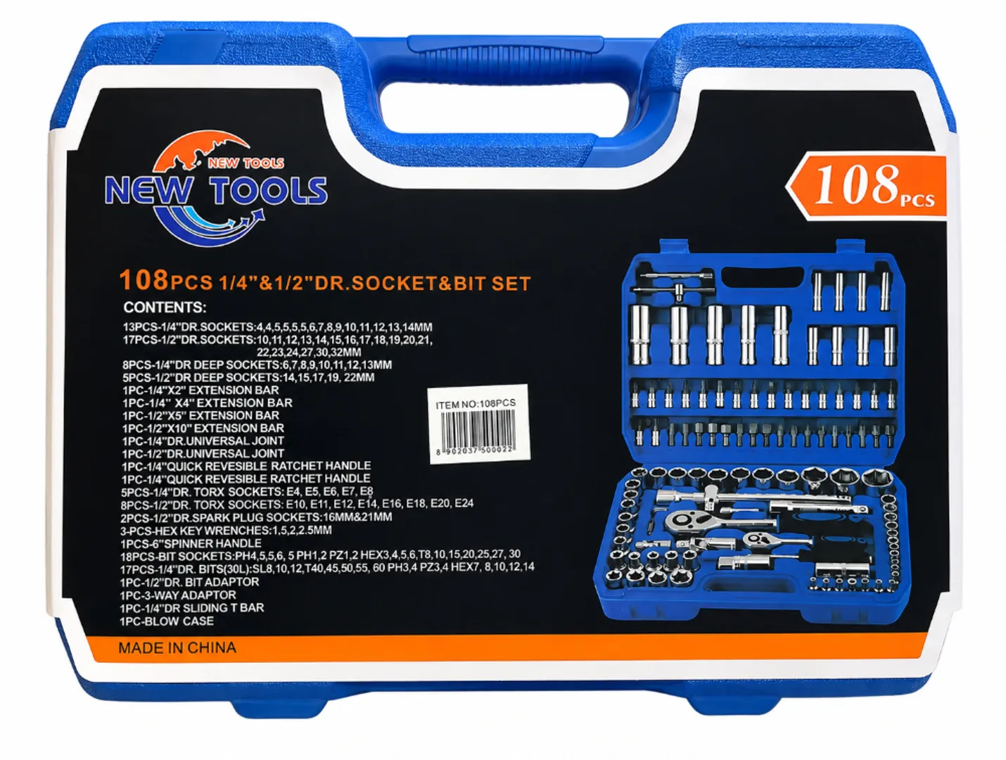 JUEGO DE HERRAMIENTAS COPAS LLAVES RACHES 108 PCS NEW TOOLS