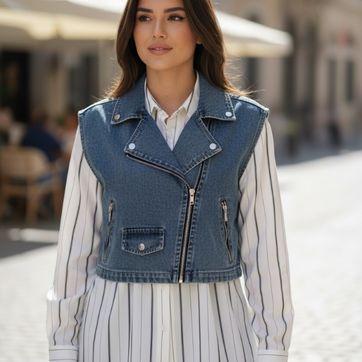 BLUSÓN RAYAS Y CHALECO  - imagen 1