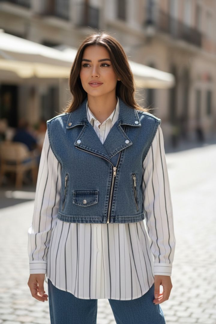 BLUSÓN RAYAS Y CHALECO 